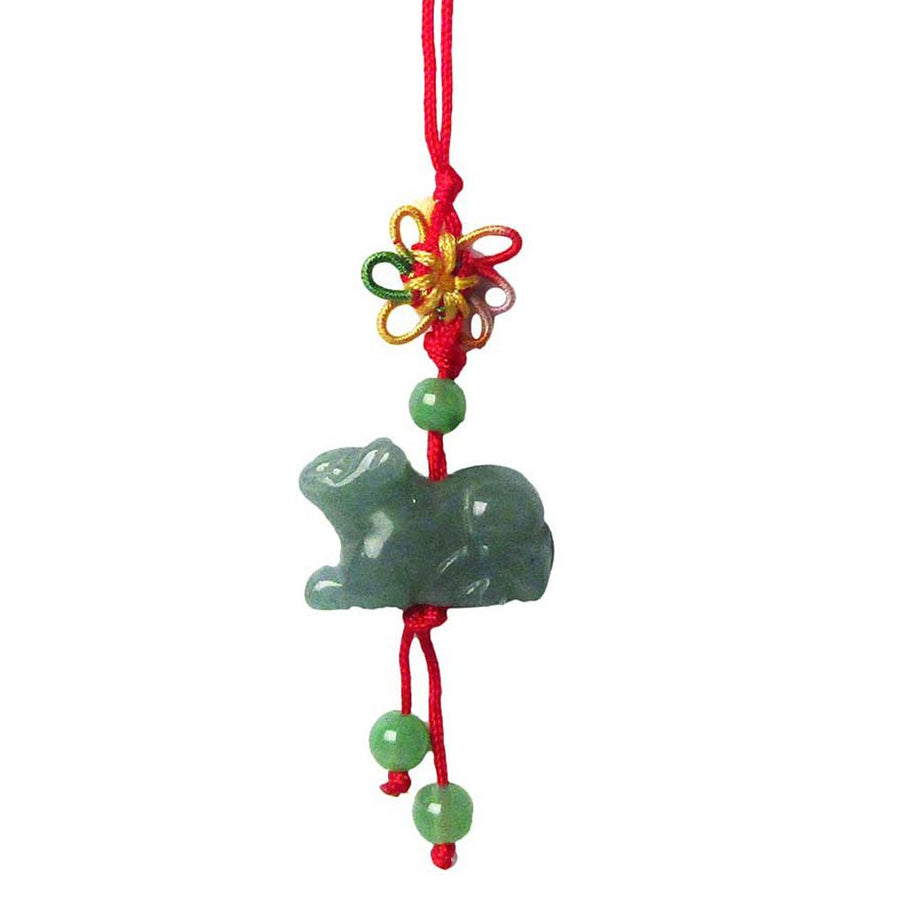 Apple Green Jade Rat Silk Cord Charm Pendant