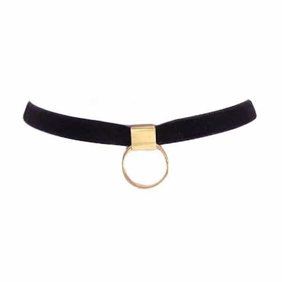 Chic Black Velvet Ring Choker Necklace