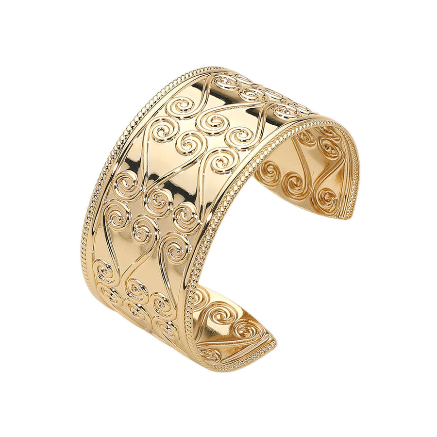 Gold Abstract Pattern Metal Cuff Bracelet