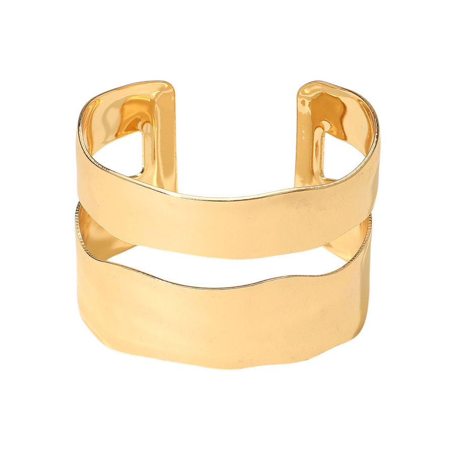 Modern Gold Open Metal Cuff Bracelet