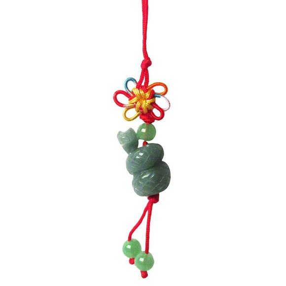 Apple Green Jade Snake Silk Cord Charm Pendant