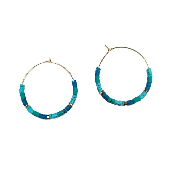 Gorgeous Multi Turquoise Hoop Earrings