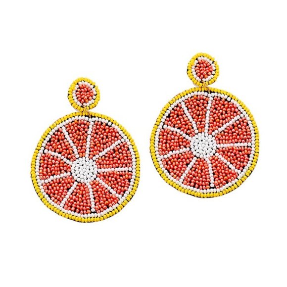 Embroidery Beaded Grapefruit Earrings