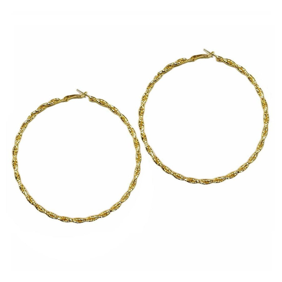 Twisted Rope Gold Oversized Hoop Earrings