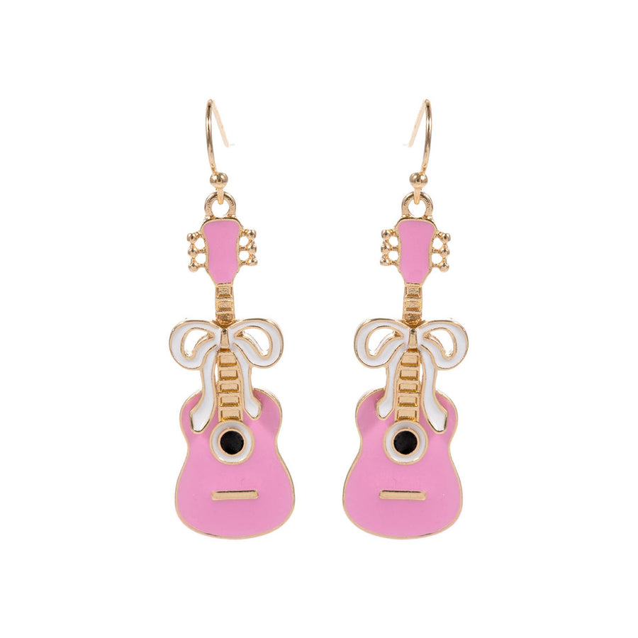 Enamel Guitar Bow Dangle Earrings