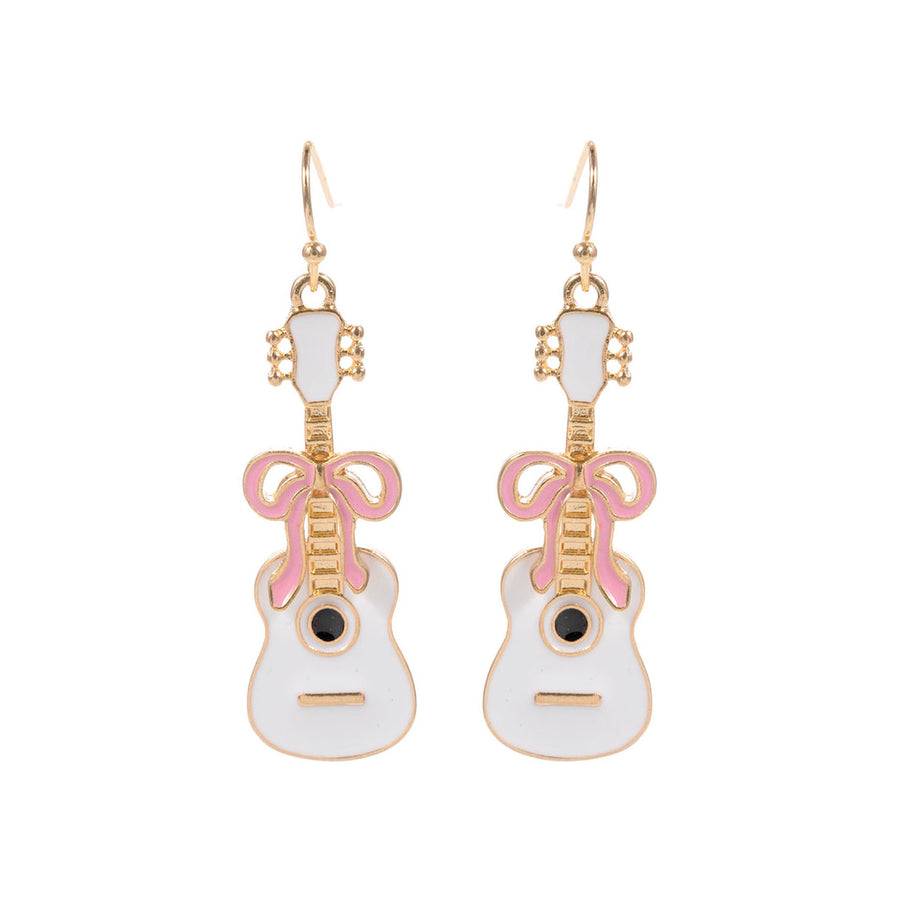 Enamel Guitar Bow Dangle Earrings