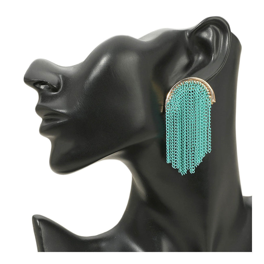 Turquoise Chain Fringe Earrings