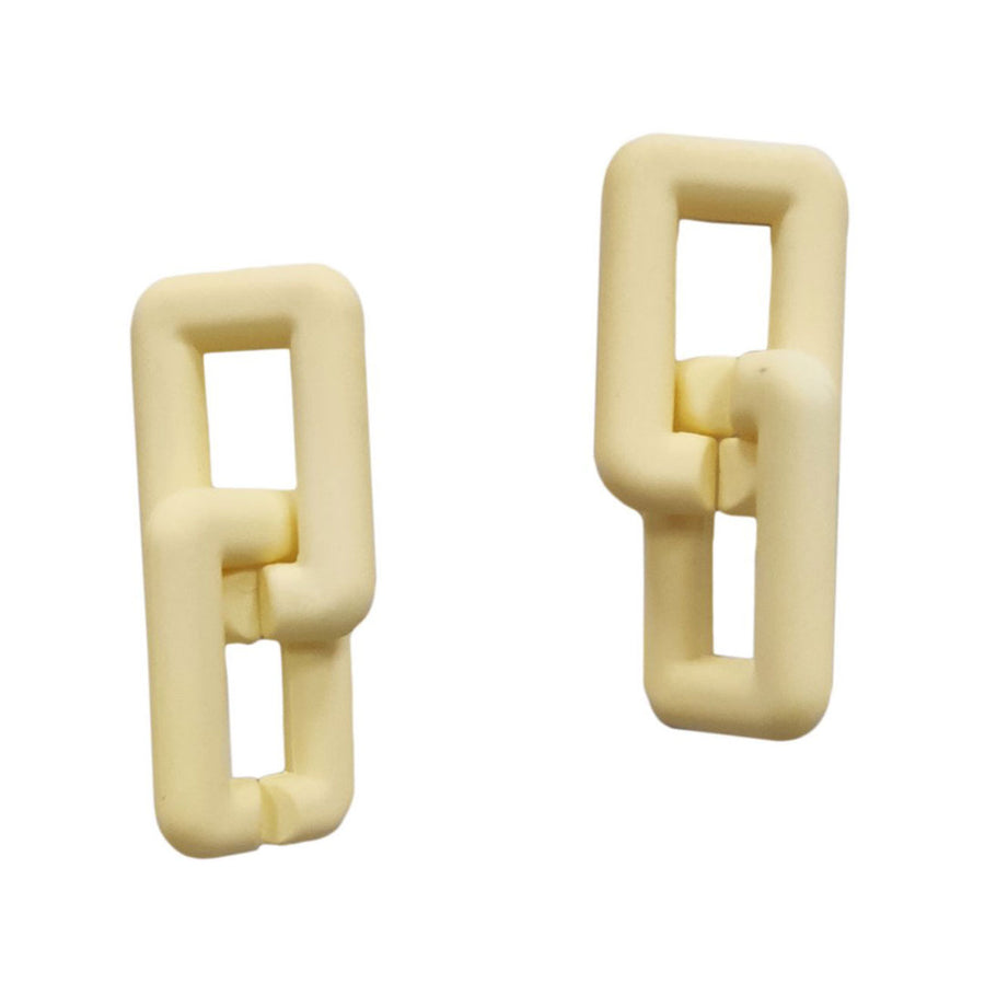 Cream Rectangle Link Statement Earrings