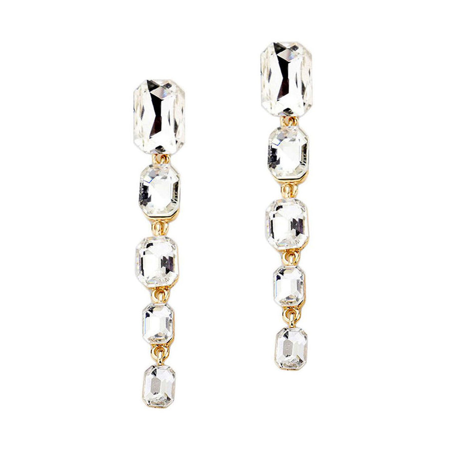 Dazzling Clear Stone Dangle Link Earrings