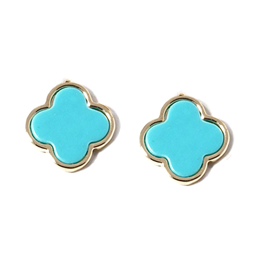 Dazzling Turquoise Quatrefoil Clover Stud Earrings