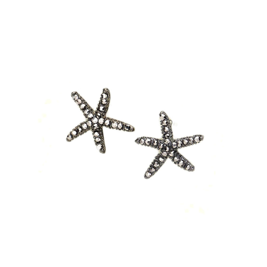 Aqua Crystal Starfish Stud Earrings