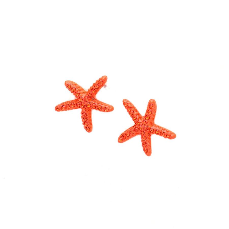 Aqua Crystal Starfish Stud Earrings