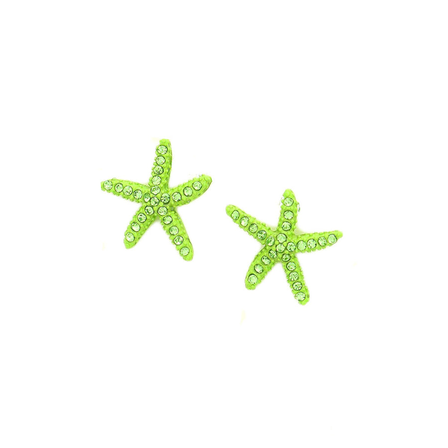 Aqua Crystal Starfish Stud Earrings