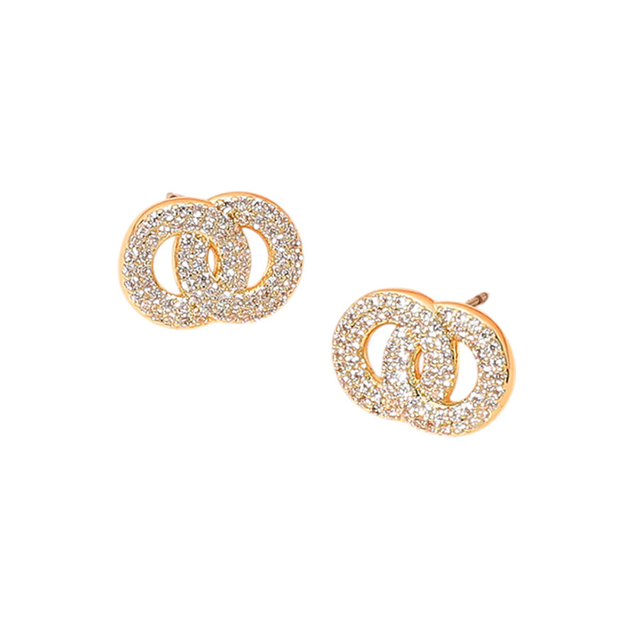 Gold Cubic Zirconia Stud Earrings