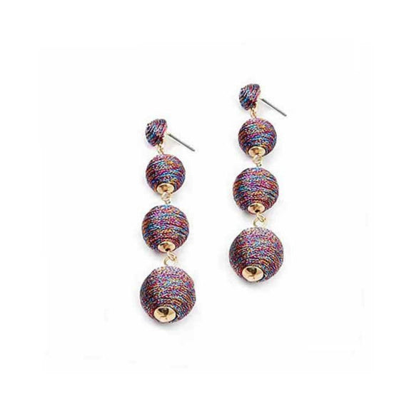 4 Tiers Sheen Disco Ball Drop Earrings