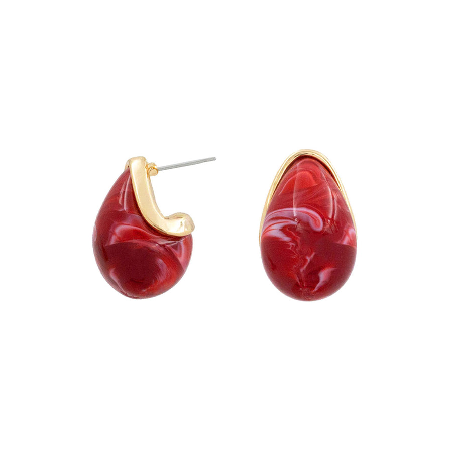 Pink Celluloid Acetate Dome Teardrop Earrings