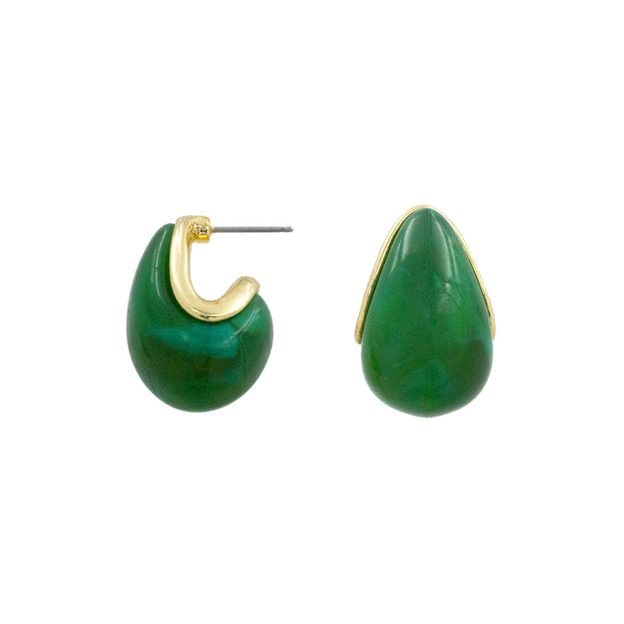 Pink Celluloid Acetate Dome Teardrop Earrings