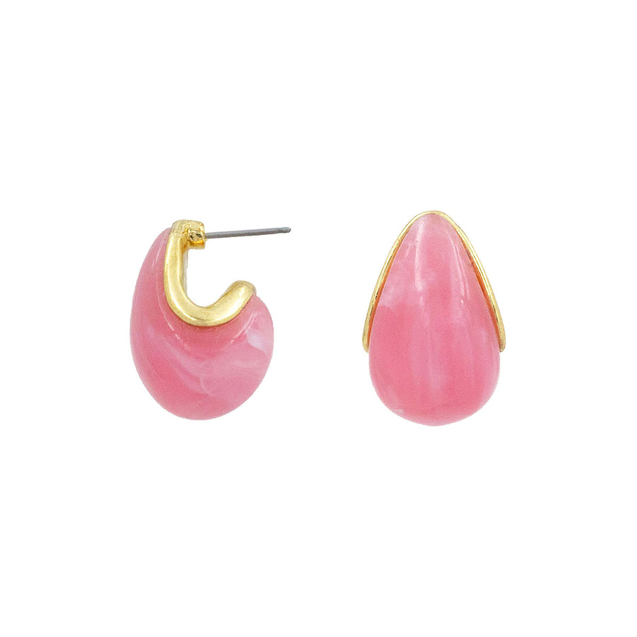 Pink Celluloid Acetate Dome Teardrop Earrings