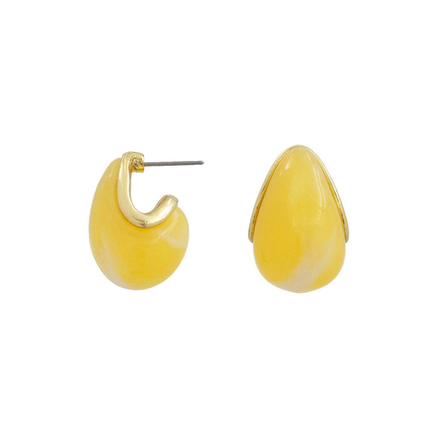 Pink Celluloid Acetate Dome Teardrop Earrings
