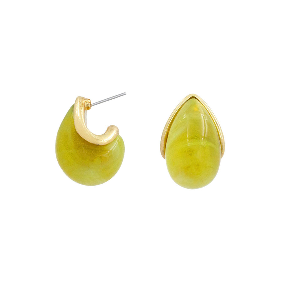 Pink Celluloid Acetate Dome Teardrop Earrings