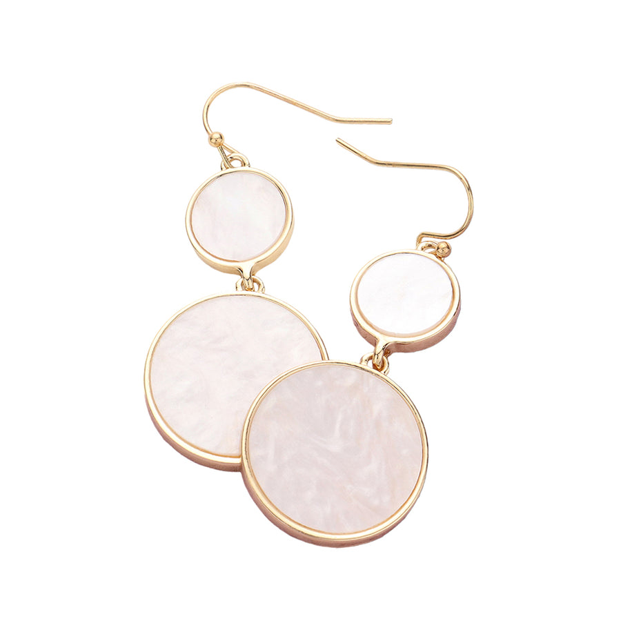 Double Mother Of Pearl Disc Link Dangle Earrings