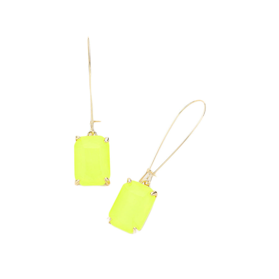 Dazzling Blue Emerald Cut Stone Dangle Earrings