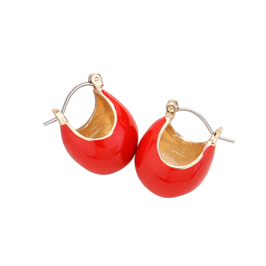 Orange Enamel Bean Catch Earrings