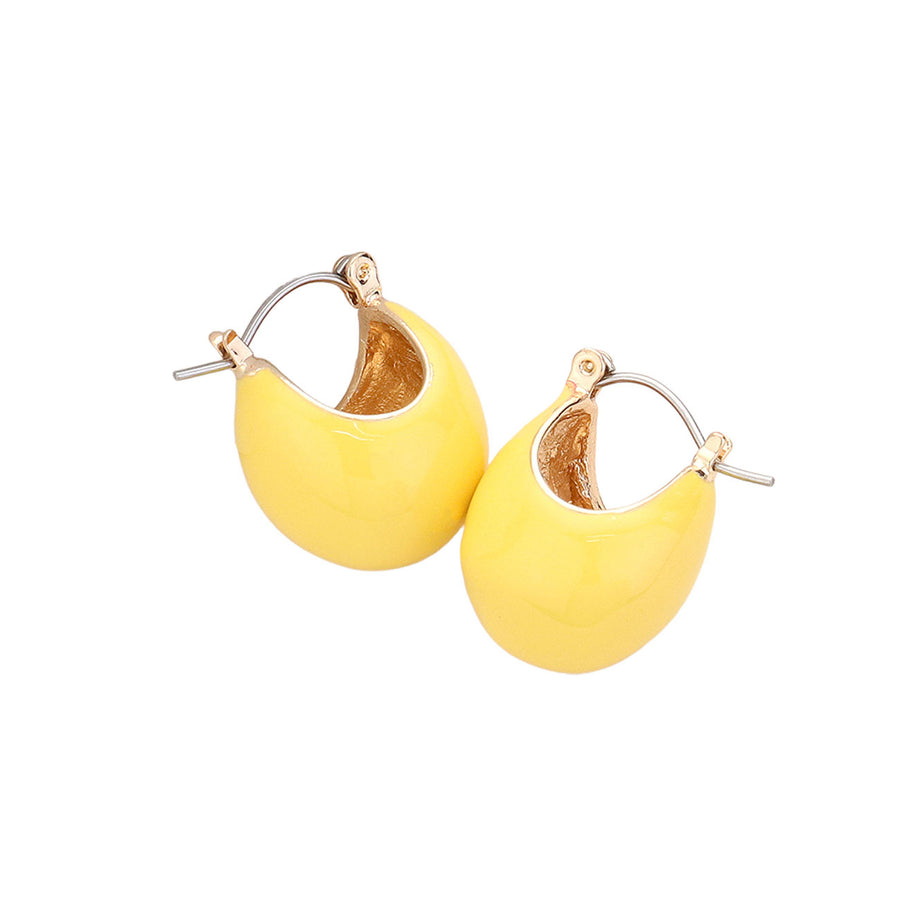 Orange Enamel Bean Catch Earrings