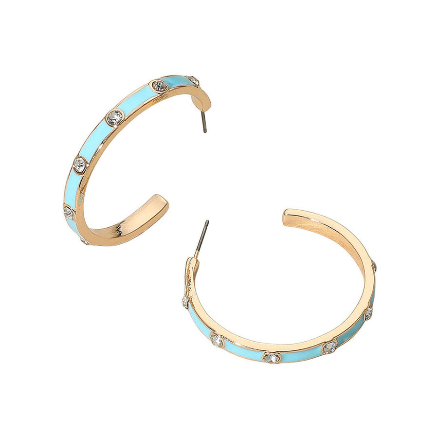 Light Blue Enamel Stone Hoop Earrings