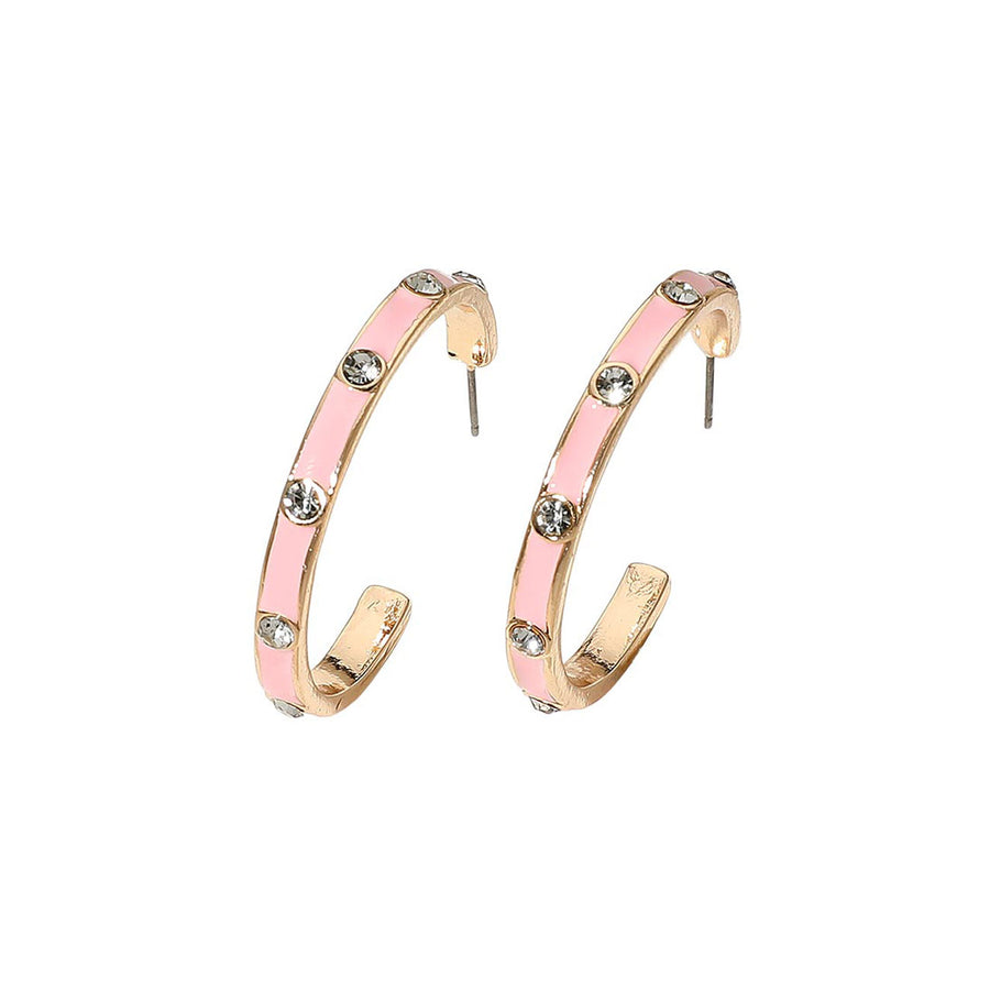 Light Blue Enamel Stone Hoop Earrings