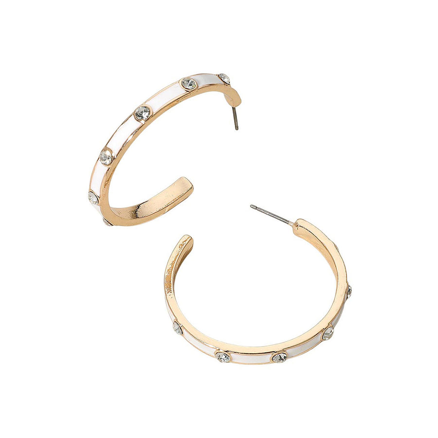 Light Blue Enamel Stone Hoop Earrings