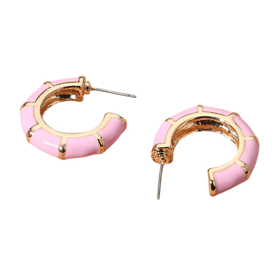 Yellow Enamel Bamboo Hoop Earrings