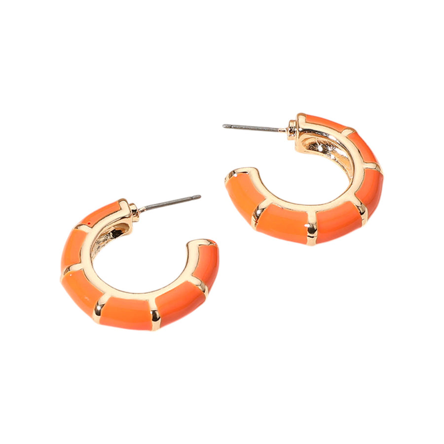 Yellow Enamel Bamboo Hoop Earrings