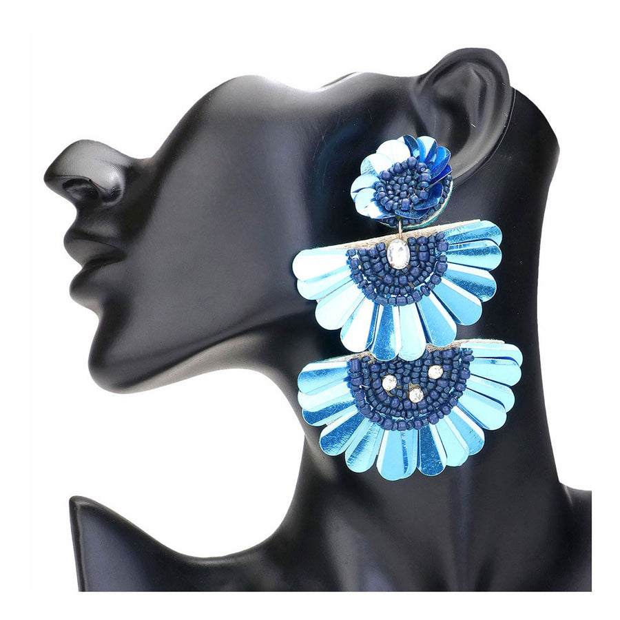 Romantic Fuchsia Floral Fan Link Earrings