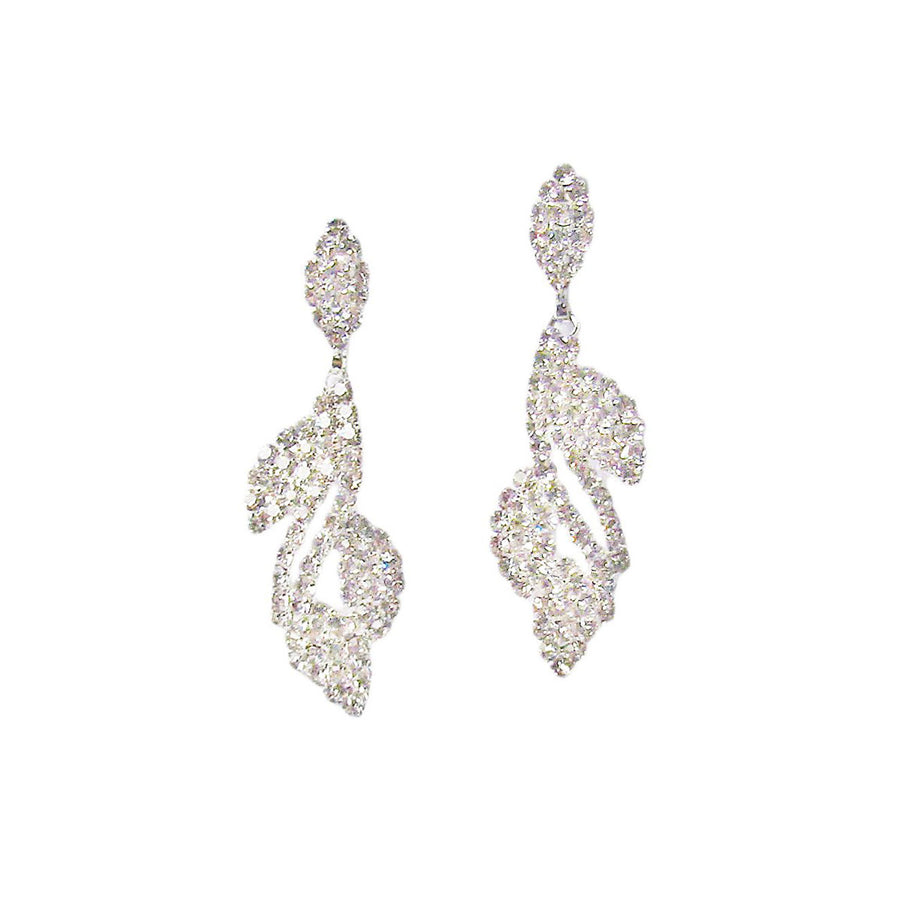 Sparkling Gold Crystal Leaf Dangle Statement Earrings