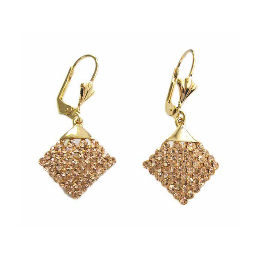 Glittering Gold Rose Gold Diamond Drop Earrings