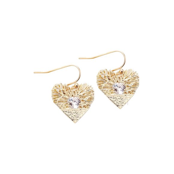 Cubic Zirconia Rhinestone Heart Earring