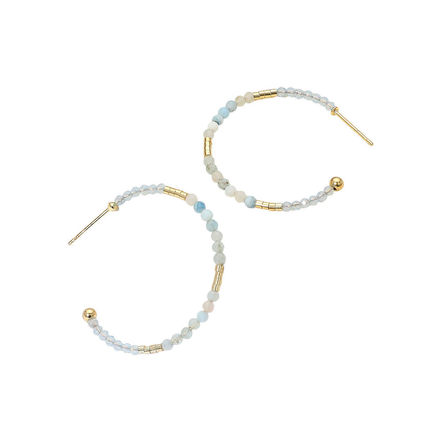 Turquoise Faceted Beaded Hoop Earrings
