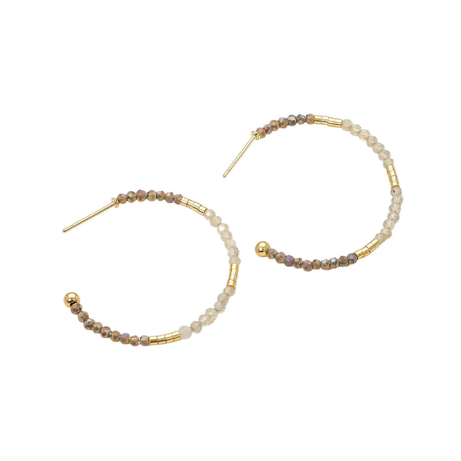 Turquoise Faceted Beaded Hoop Earrings
