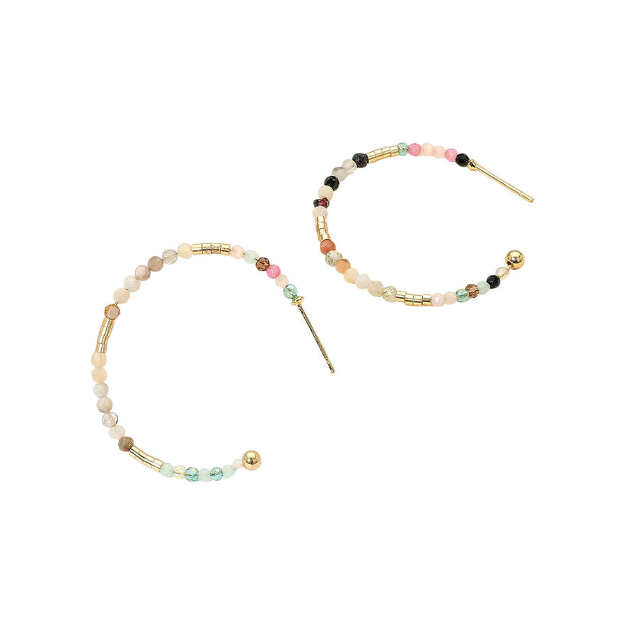 Turquoise Faceted Beaded Hoop Earrings
