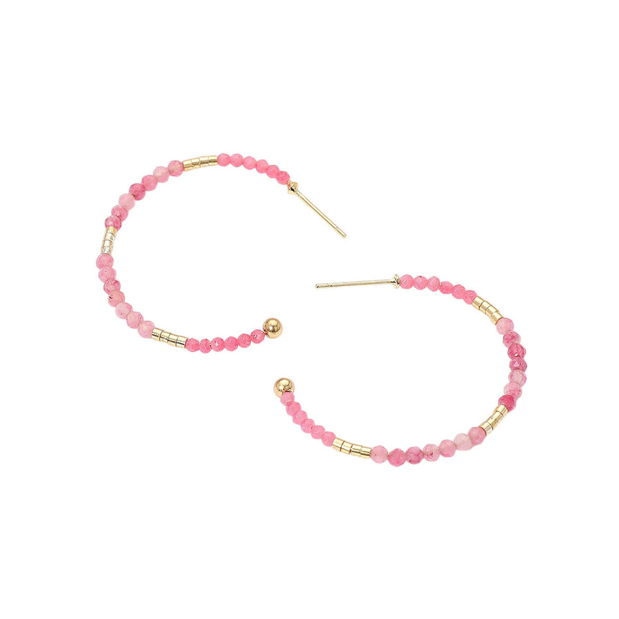 Turquoise Faceted Beaded Hoop Earrings