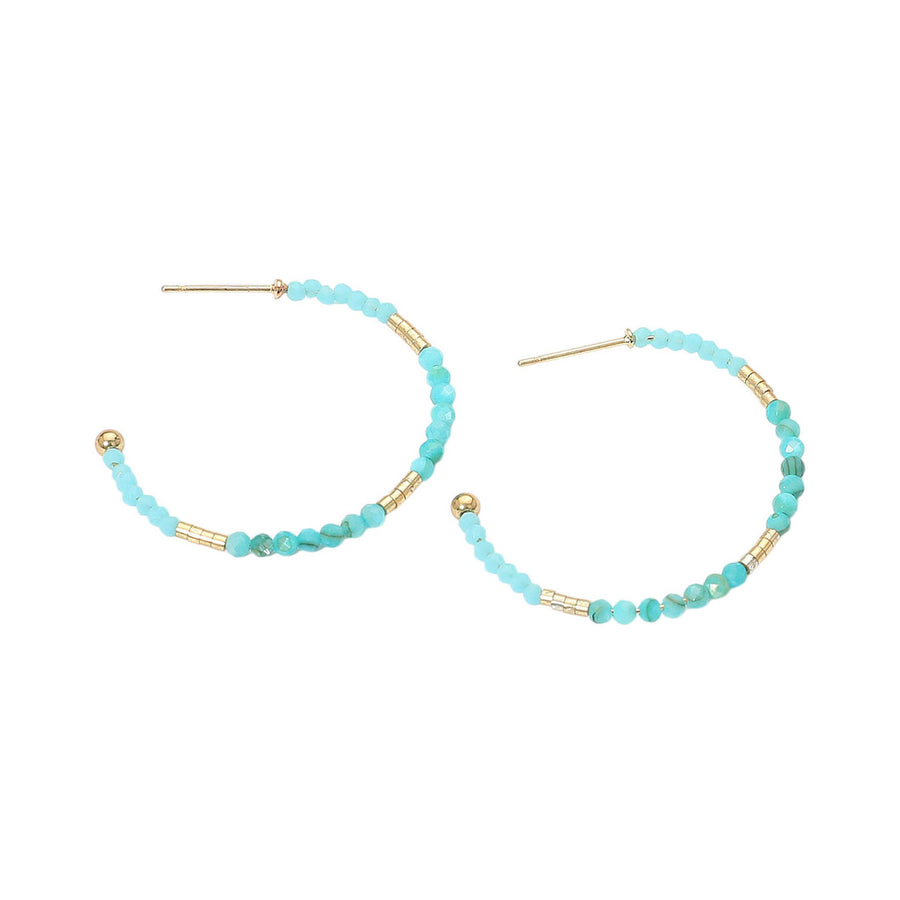 Turquoise Faceted Beaded Hoop Earrings