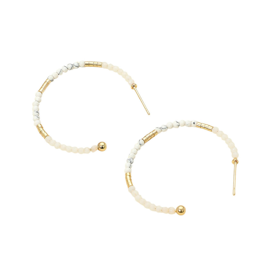 Turquoise Faceted Beaded Hoop Earrings