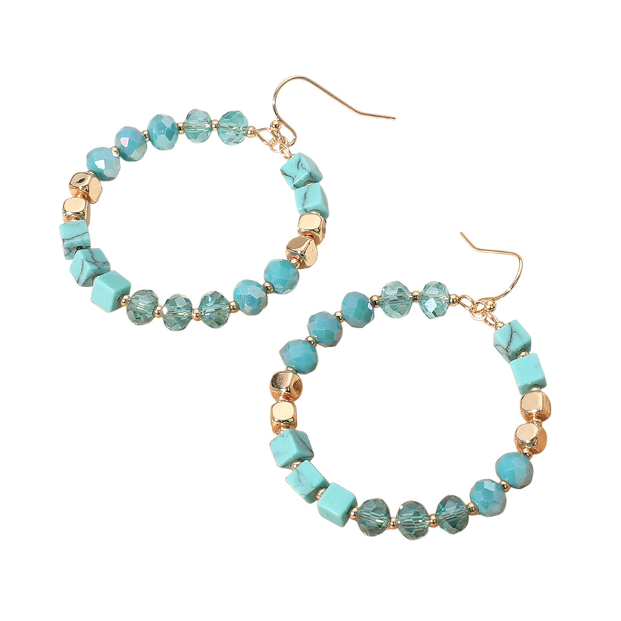 Turquoise Faceted Beaded Dangle Earrings