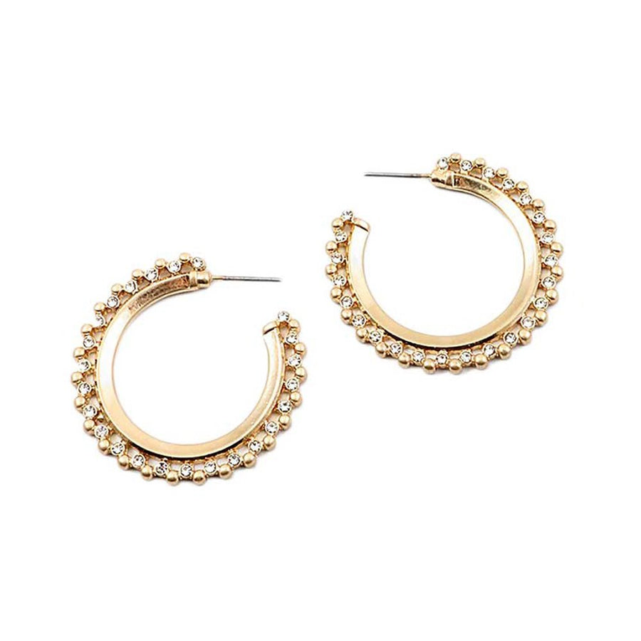 Glamorous Crystal Beads Hoop Earrings