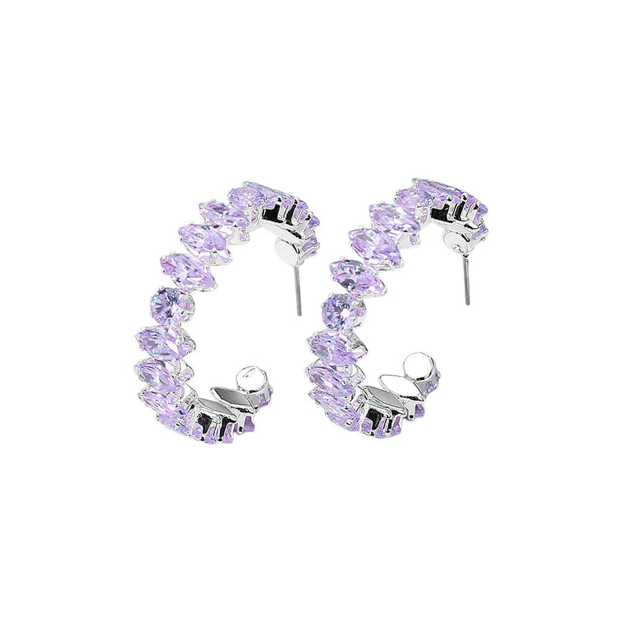 Dazzling Pink Cubic Zirconia Cluster Hoop Earrings