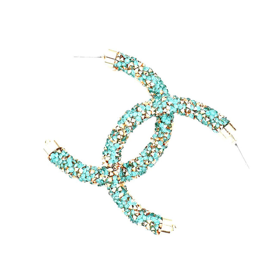 Turquoise Stone Cluster Half Hoop Earrings