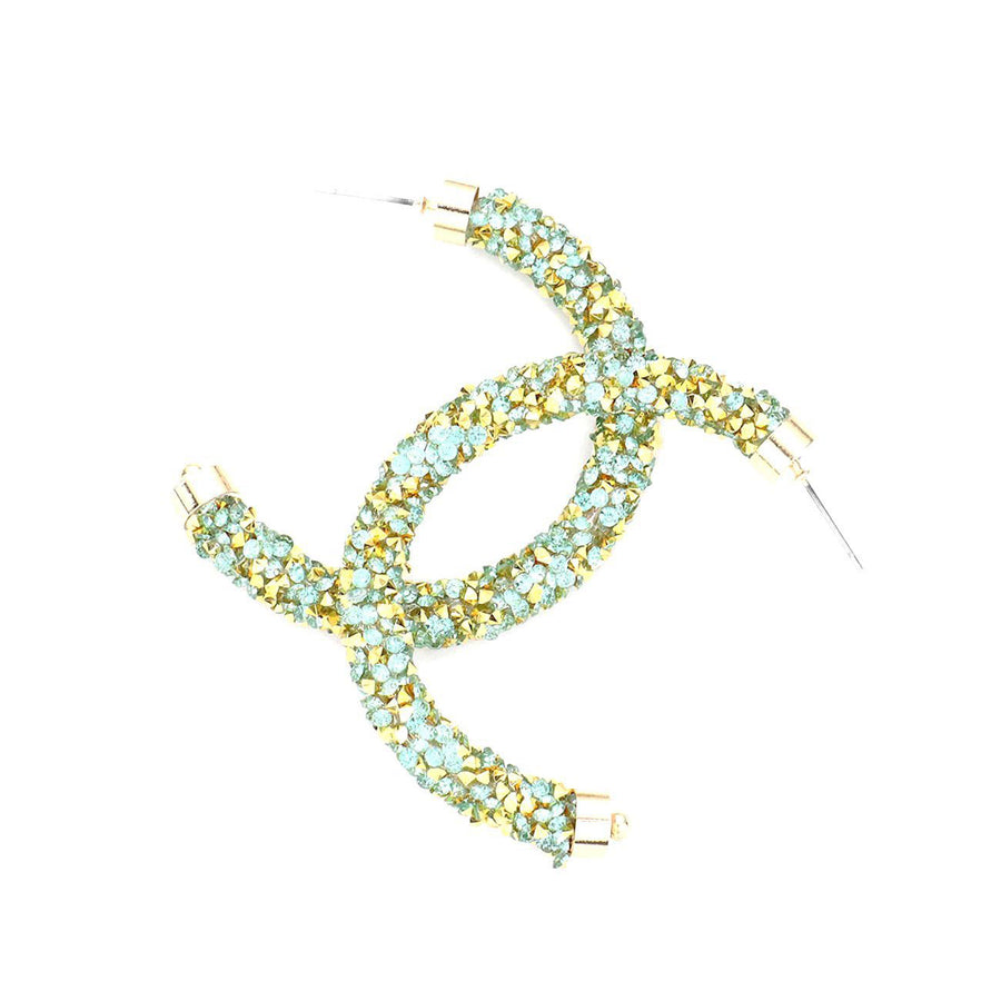 Turquoise Stone Cluster Half Hoop Earrings