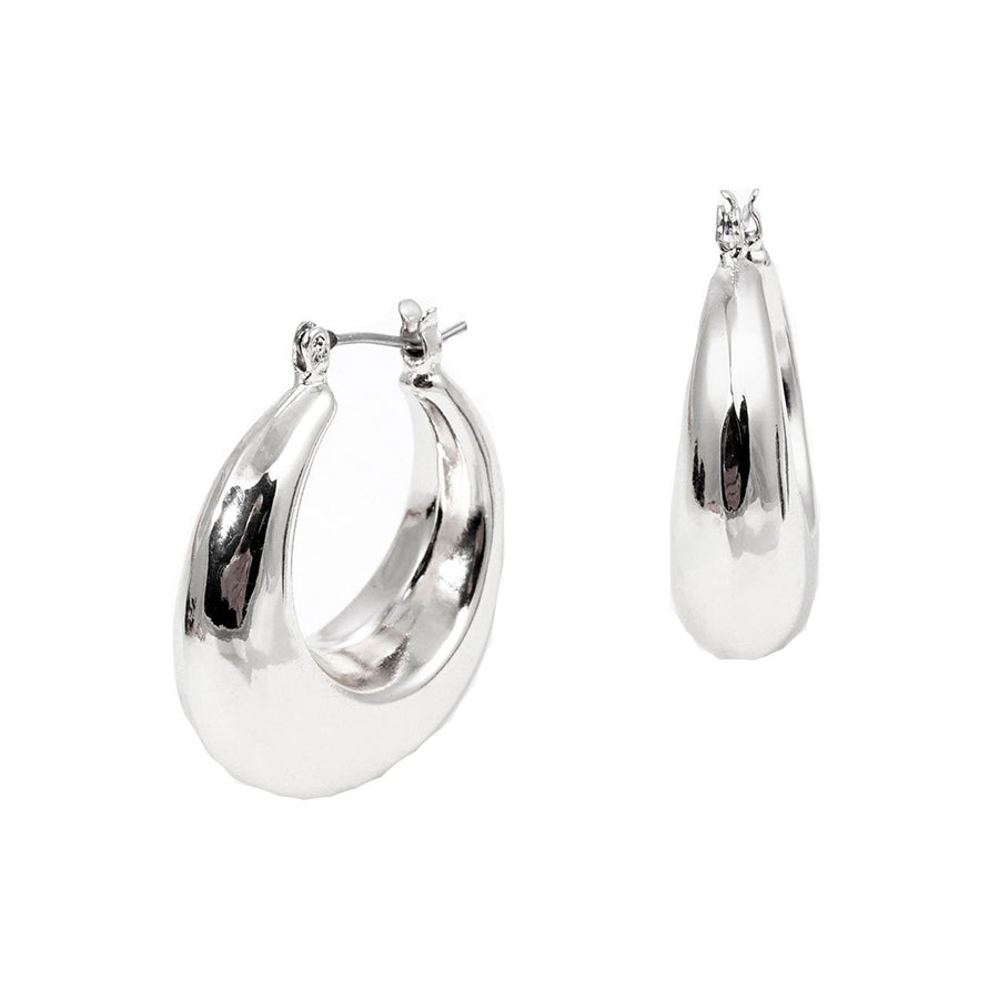 Silver Hoop Pin Catch Earrings