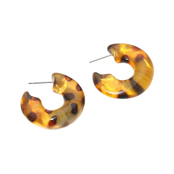 Tortoise Resin Hoop Earrings